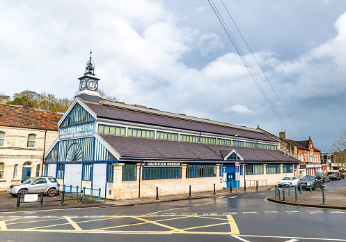 Woking station entrance south side. One taxi waiting in front which in normal times would have many more lined up.