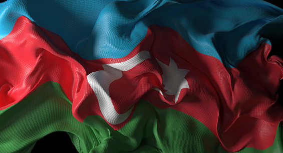 Flag of the azerbaijan fabric textured 3d rendering illustration