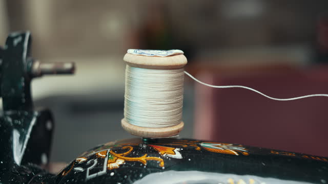 Spool of thread on sewing machine