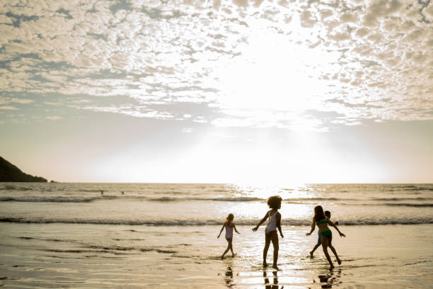 Kids playing on the beach
