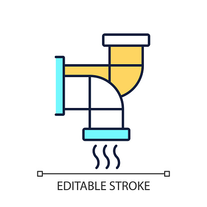 Ventilation RGB color icon. Ductwork and range hood. Air circulation. Indoor air quality. Pipes system. HVAC. Isolated vector illustration. Simple filled line drawing. Editable stroke