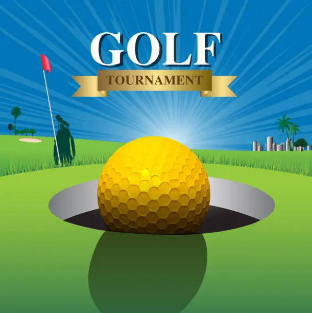 Vector illustration of golf ball in hole