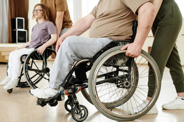 istock Modern Wheelchair Dance Team At Practice 2122429059