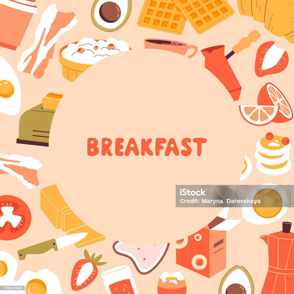 Fun Breakfast Background Breakfast Vector Background For Cafe Web Banner Stock Illustration ...
