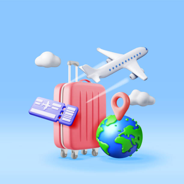 istock 3d Airline Ticket, Travel Bag, Globe and Airplane 2122449131