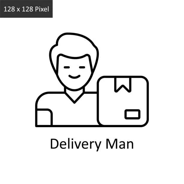 Vector illustration of Delivery Man  vector outline icon design illustration. Logistics Delivery symbol on White background EPS 10 File