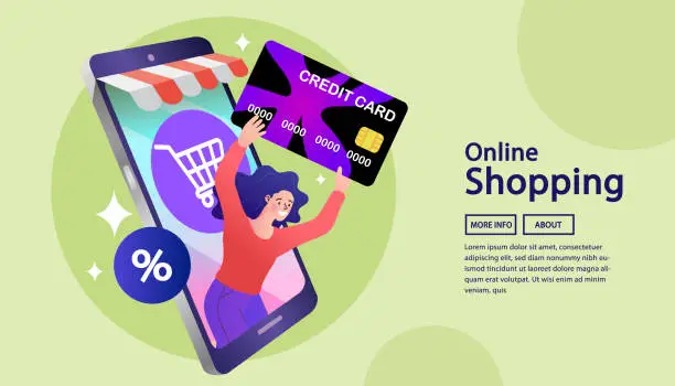 Vector illustration of shopping online on mobile easy shop  on hand