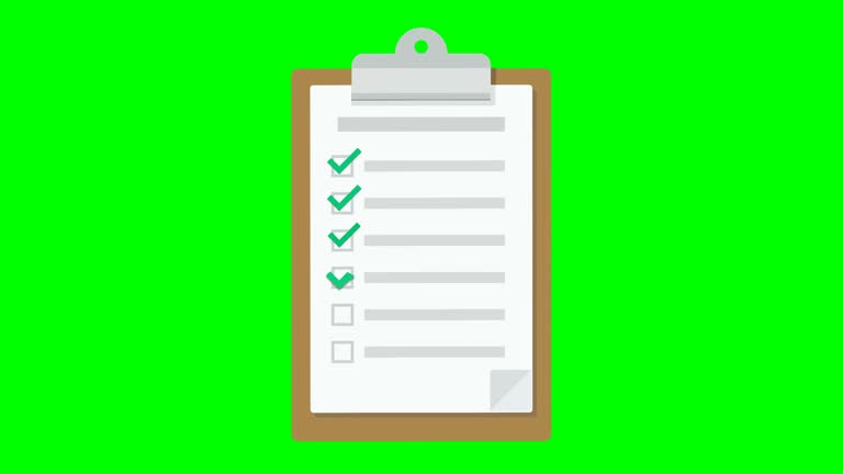 Appearance of a checklist with complete validation (flat design)