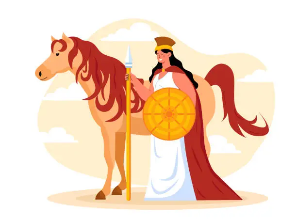 Vector illustration of Goddess Athena vector concept