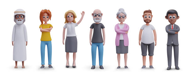 istock Women and men of different ages, races, religions, professions in different poses 2122562447
