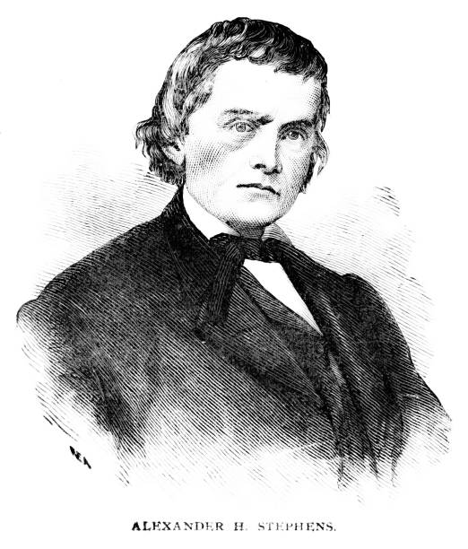 Portrait of Alexander Hamilton Stephens (February 11, 1812 – March 4, 1883), vice president of the Confederate States during the American Civil War. Governor of Georgia after the war ended. Illustration published 1895. Copyright expired; artwork is in Public Domain.