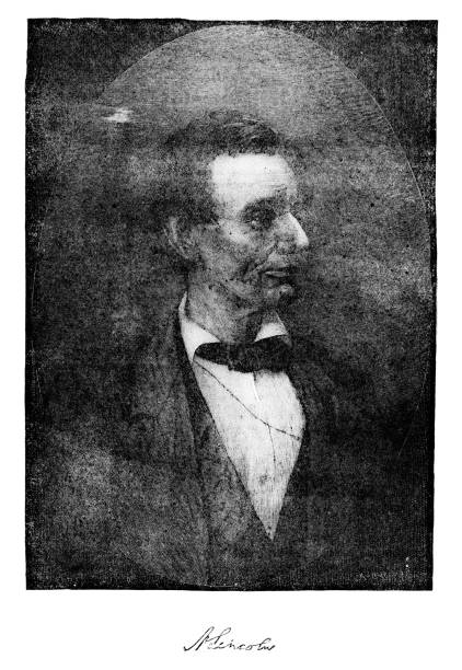 abraham lincoln portré és aláírás, az egyesült államok 16. elnöke, amerikai polgárháború, 19. századi amerikai történelem - american civil rights movement témájú stock illusztrációk