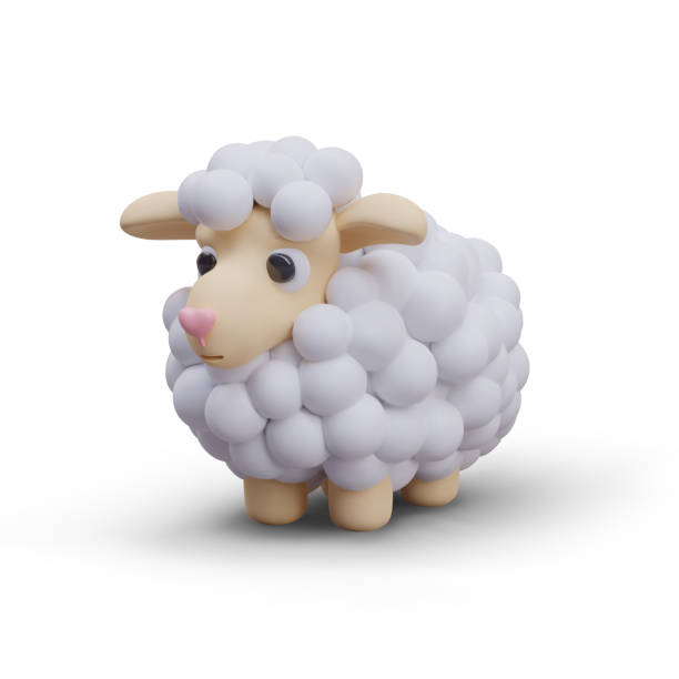 istock Cute little sheep on white background. Cute sheep toy for little children 2122586373