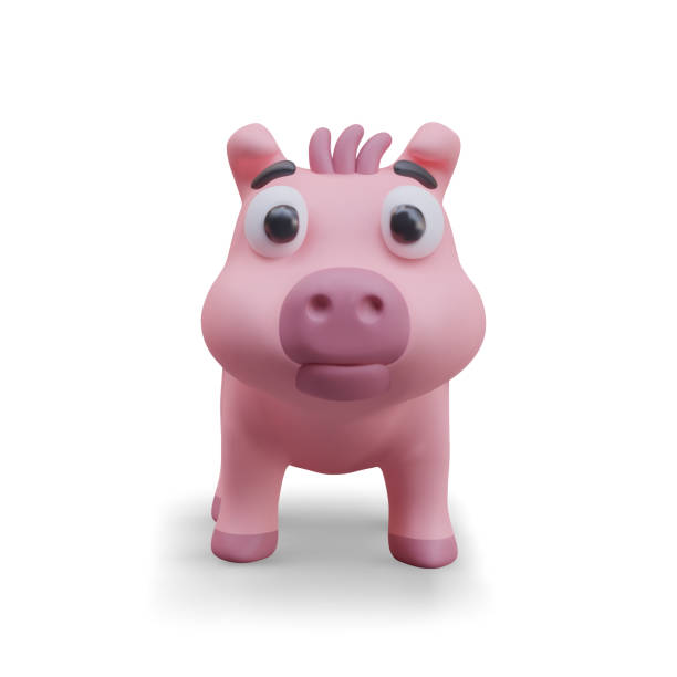 istock Portrait of pink cute pig in realistic cartoon style 2122586896