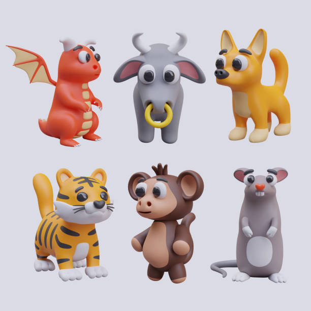 istock Vector dragon, bull, dog, tiger, monkey, rat. Symbols of Chinese horoscope 2122614604