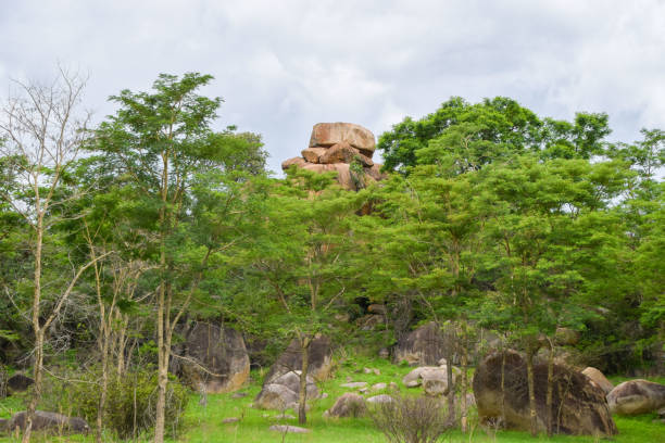 istock African landscape with balancing rocks 2122622500