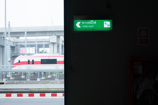 Hong Kong - May 3, 2023 : MTR To Kwa Wan Station in Kowloon, Hong Kong. It is an underground MTR station on the Tuen Ma line.