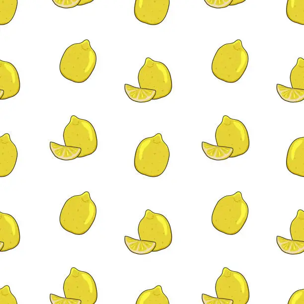Vector illustration of lemon slices seamless geometric pattern