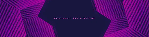 Vector illustration of Dark violet abstract modern background with purple striped shapes. Futuristic technology concept design for banner, flyer, wallpaper, cover, presentation background.