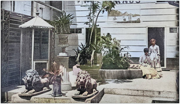 istock US Army black and white photos: Hotel Yard in Philippines 2122676297