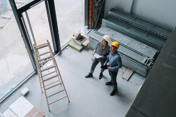 istock Overhead image of engineers at the construction site 2122676807