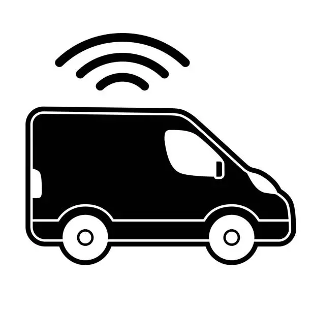 Vector illustration of Connected van icon.