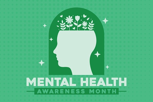 Mental Health Awareness Month design concept, observed in May  the United States. Annual campaign in United States. Raising awareness of mental health.