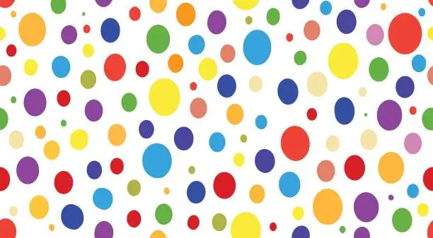 Vector illustration of Fun colorful circle doodle seamless pattern.