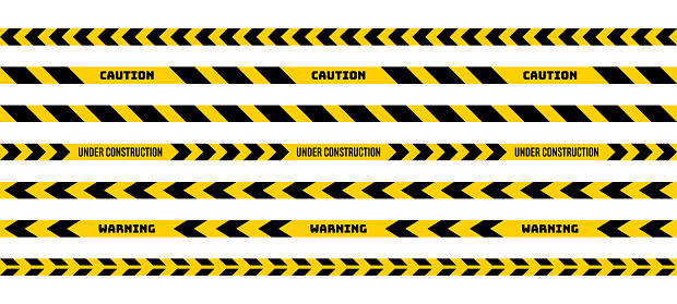 Under Construction, Caution Yellow and Black Barricade Tape.