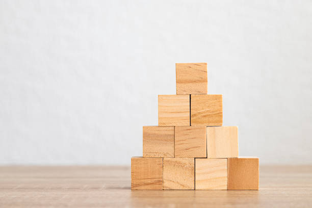 istock Wooden block pyramid on a clean background 2122760868