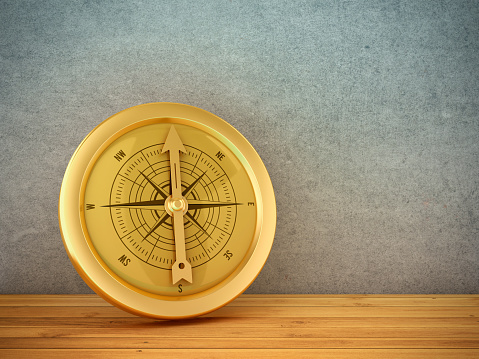 3D Compass - Wall Background - 3D Rendering