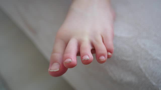 little child's feet, little childrens toes with long nails