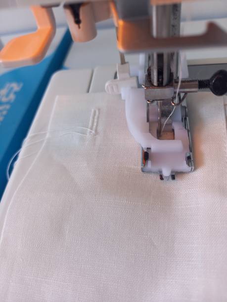 istock Sewing linen shirt at home 2122800707