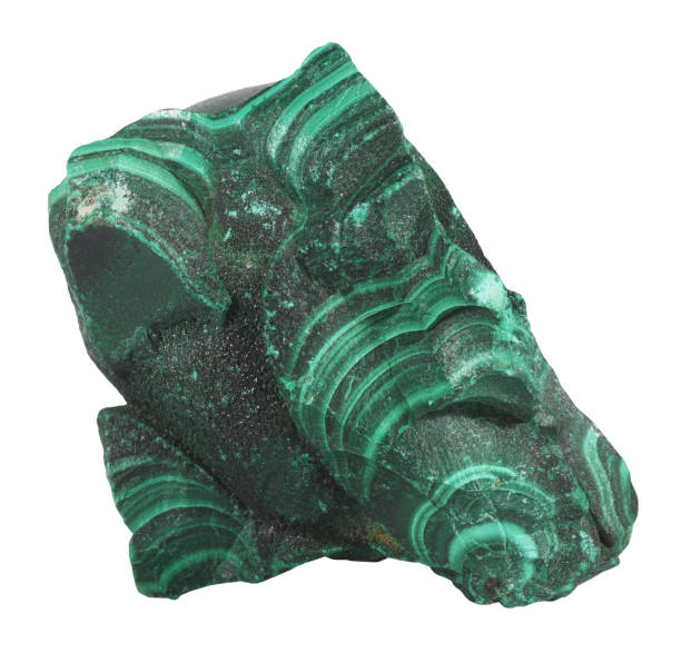 Malachite mineral rock isolated on white background. Mineralogy stone concept stock photo