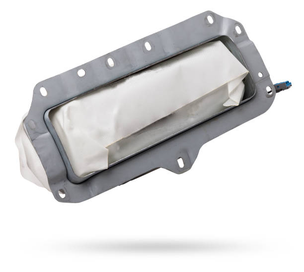 istock Spare part and interior element from a car passenger airbag in the dashboard on a white isolated background. Auto service industry. 2122865858