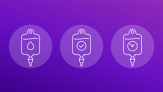 iv bag icons, line vector