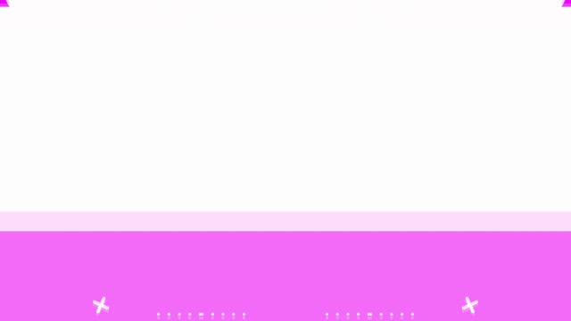 Rectangular for the whole screen, horizontal frame with abstract shapes, pink frame. Appearing and disappearing. Blank white space for your own content in the middle.