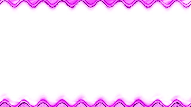 Rectangular horizontal wavy long glowing neon shiny pink lines with brightening light effect on white background. In the middle there is a place for your own content.