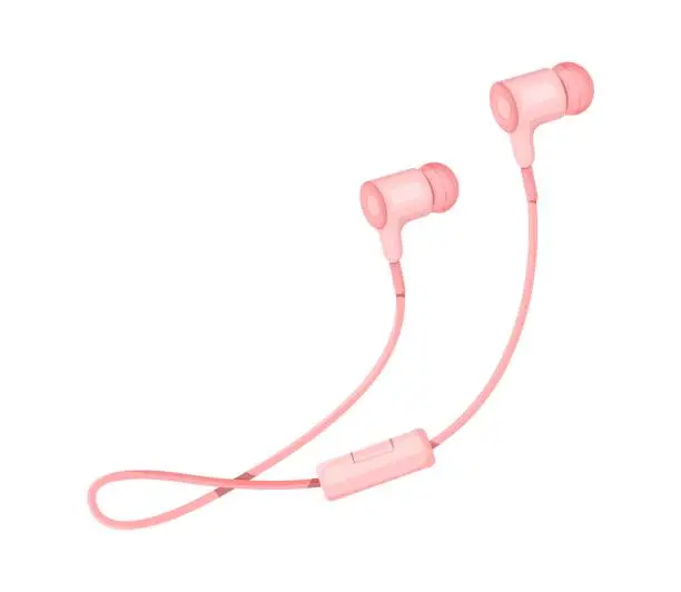 Vector illustration of Isolated Pink Earphones
