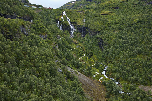 Waterfall on the river Myrdola at Myrdal in Norway, Europe