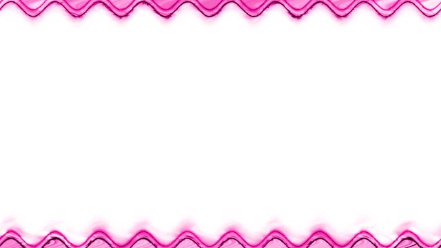 Rectangular horizontal wavy glowing neon shiny dark purple pink long lines frame with moving light effect on white background. In the middle there is a place for your own content.