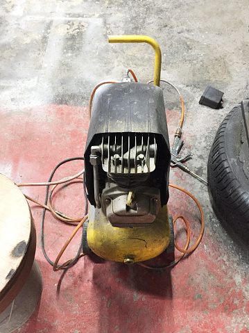 Air compressor in workshop or factory