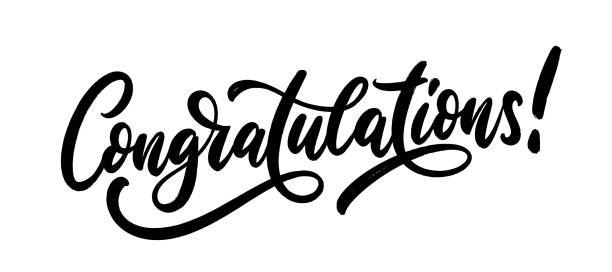 ilustrações de stock, clip art, desenhos animados e ícones de congratulations hand drawn lettering. - felicitar