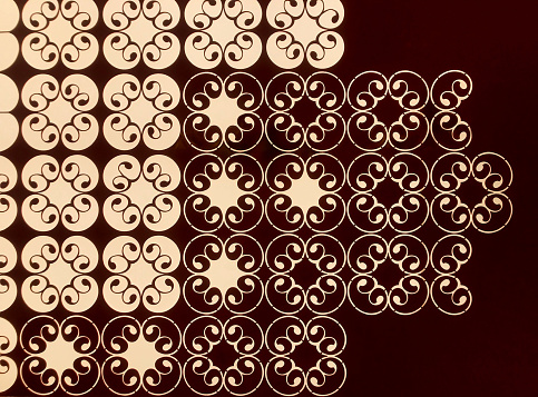 Customized decorative pattern of laser cut. Flowery illustration 3D screen laser cut with intricate details.
