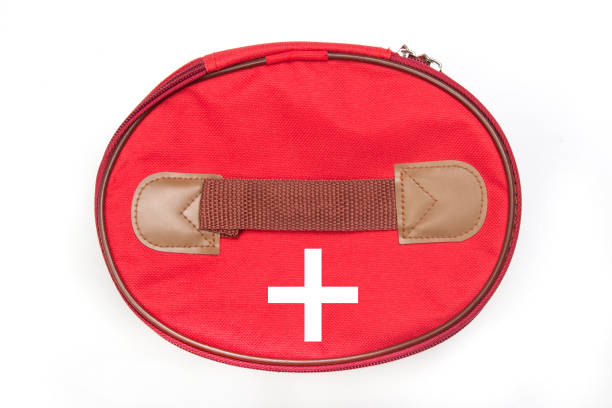 foldable first aid kit bag for travel items on a white background. travel accessories