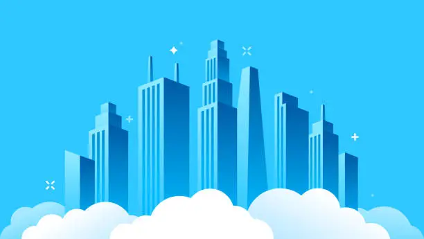 Vector illustration of City Urban Skyscraper Cloud Skyline Modern