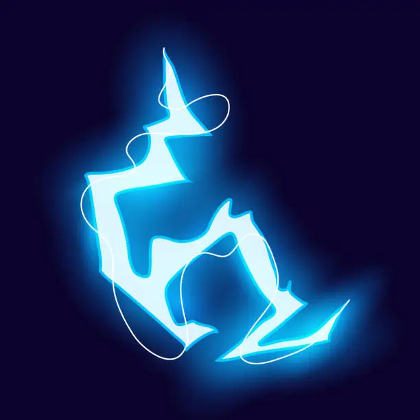 Vector illustration of Cartoon animation of a lightning bolt.