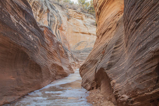 Willis Creek Slot Canyon in the Grand Staircase Escalante National Monument Utah stock photo