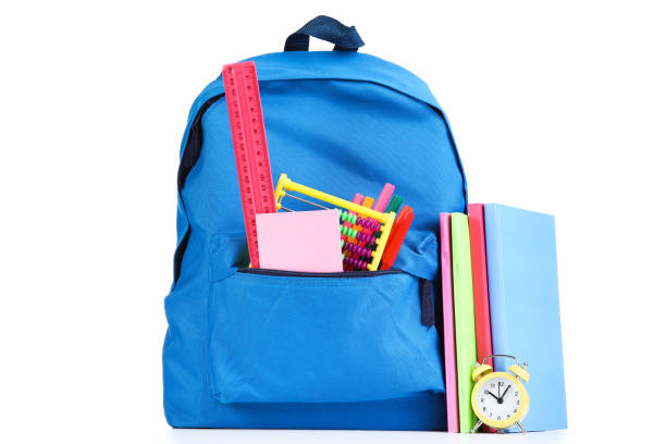 istock Backpack with school supplies isolated on white background 2123256601