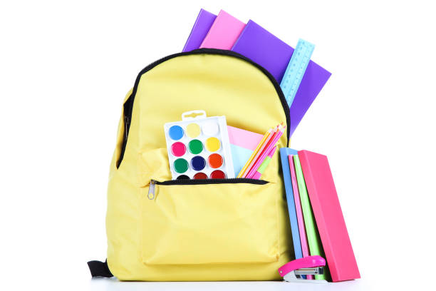 istock Backpack with school supplies isolated on white background 2123263813